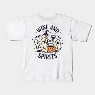 Wine and Spirits Witch with Pumpkin Cauldron Kids T-Shirt